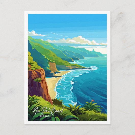 Na Pali Coast Hawaii Reizen  Illustratie Briefkaart (Voorkant)
