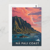 Na Pali Coast Kauai, Hawaï Avond Briefkaart (Voorkant / Achterkant)