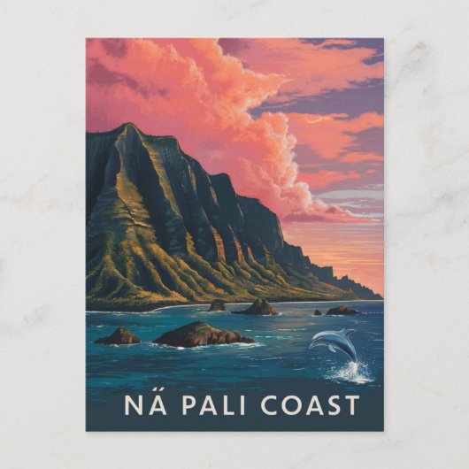 Na Pali Coast Kauai, Hawaï Avond Briefkaart (Voorkant)