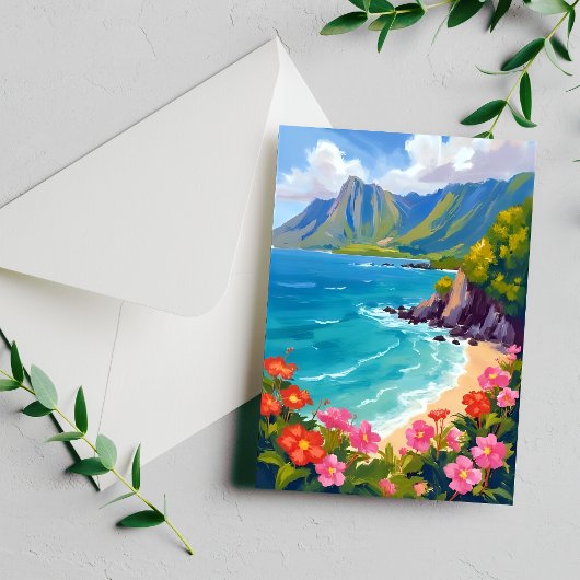 Na Pali Coast Kauai Hawaii Coastline Painting Briefkaart