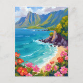 Na Pali Coast Kauai Hawaii Coastline Painting Briefkaart (Voorkant)