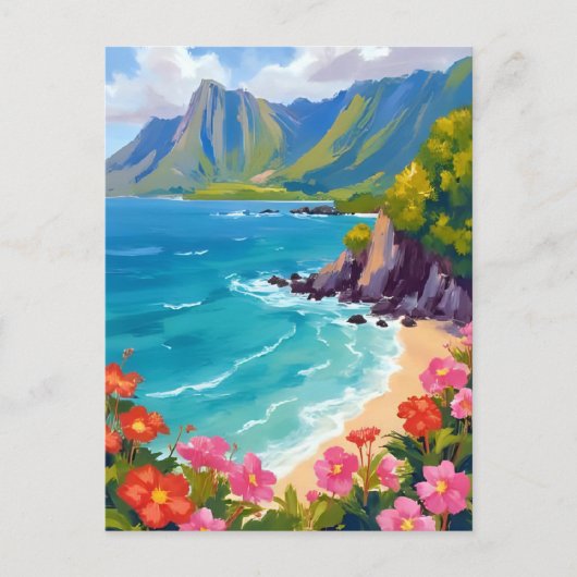 Na Pali Coast Kauai Hawaii Coastline Painting Briefkaart (Voorkant)