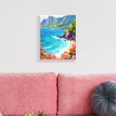 Na Pali Coast Kauai Hawaii Coastline Painting Canvas Afdruk (Insitu (Woonkamer))