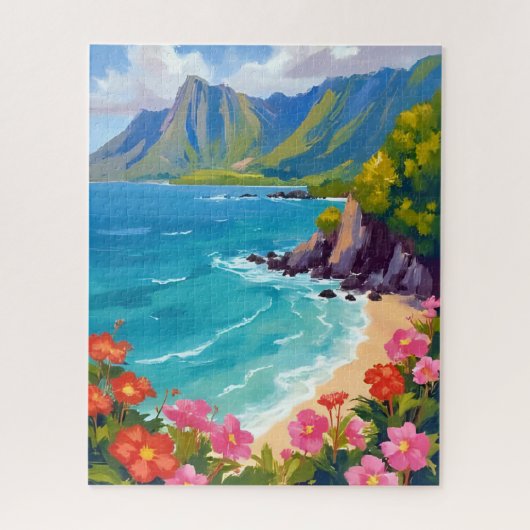 Na Pali Coast Kauai Hawaii Coastline Painting Legpuzzel (Verticaal)
