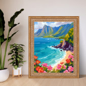 Na Pali Coast Kauai Hawaii Coastline Painting Poster