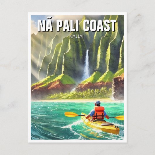 Nā Pali Coast Kauai Hawaii Reizen Kajak Briefkaart (Voorkant)