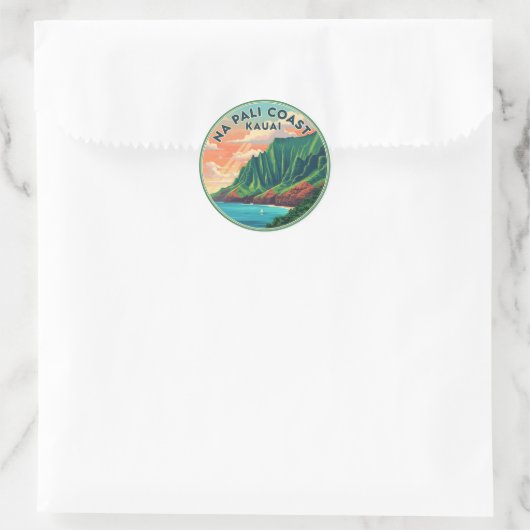 Nā Pali Coast Kauai Hawaii Reizen Ronde Sticker (Tas)