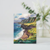 Na Pali Coast Kauai, Hawaii Waterverf schilderij Briefkaart (Staand voorkant)