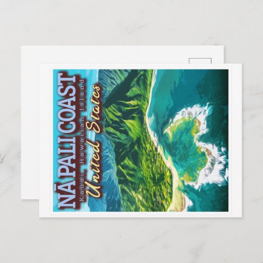 NA PALI COAST - KAUAI ISLAND - HAWAII BRIEFKAART (Voorkant / Achterkant)