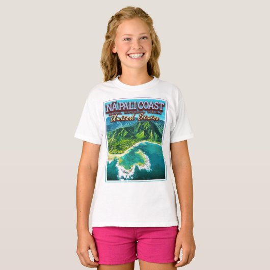 NA PALI COAST - KAUAI ISLAND - HAWAII USA T-SHIRT (Voorkant volledig)
