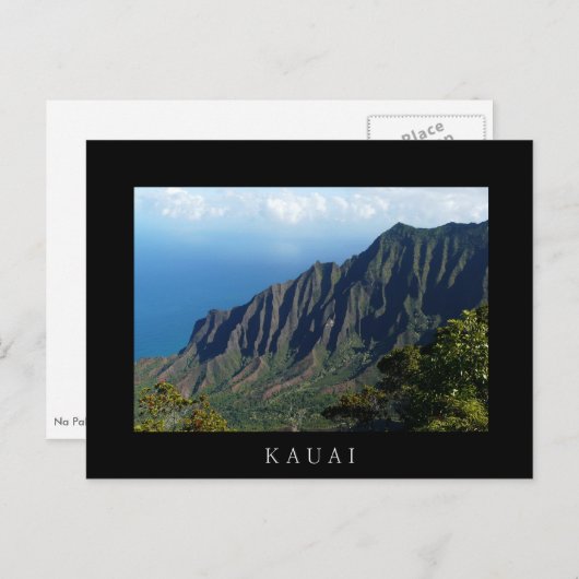 Na Pali Coast op Kauai Black text briefkaart (Voorkant / Achterkant)