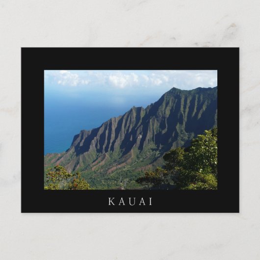 Na Pali Coast op Kauai Black text briefkaart (Voorkant)