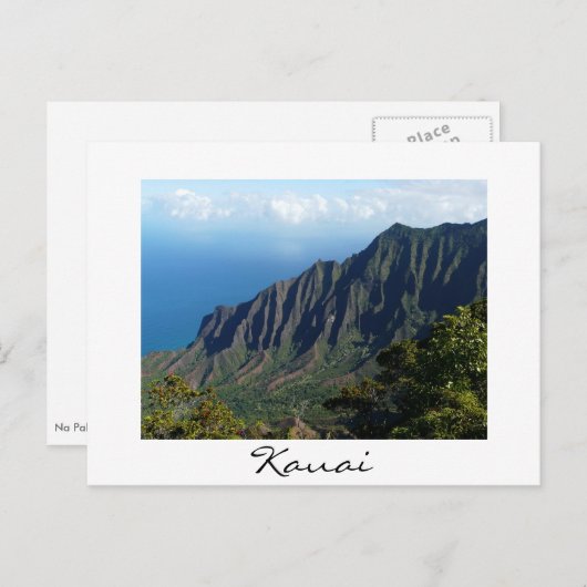 Na Pali Coast op Kauai White text briefkaart (Voorkant / Achterkant)