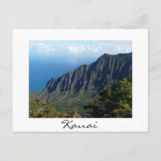 Na Pali Coast op Kauai White text briefkaart (Voorkant)