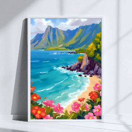 Na Pali-kust Kauai Hawaï kustlijn Schilderij Poster