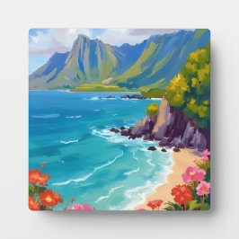 Na Pali Kust Kauai Hawaii Kustlijn Schilderen Kuns Fotoplaat