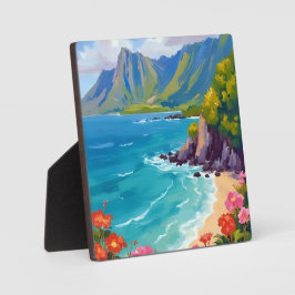 Na Pali Kust Kauai Hawaii Kustlijn Schilderen Kuns Fotoplaat