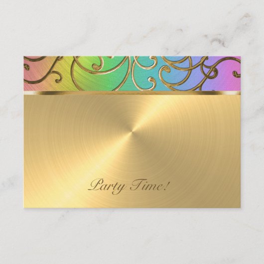 Na partij Elegant Rainbow en Gold Filigree Kaart (Voorkant)