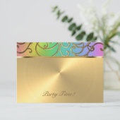 Na partij Elegant Rainbow en Gold Filigree Kaart (Staand voorkant)
