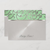 Na Party Elegant Mint Green Silver Filigree Kaart (Voorkant / Achterkant)