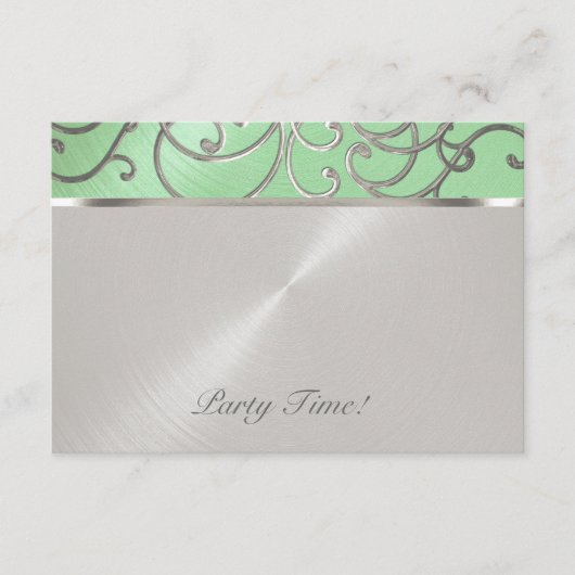 Na Party Elegant Mint Green Silver Filigree Kaart (Voorkant)