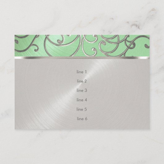 Na Party Elegant Mint Green Silver Filigree Kaart (Achterkant)