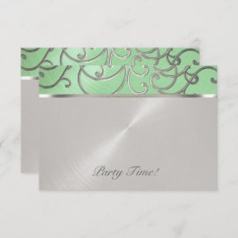 Na Party Elegant Mint Green Silver Filigree Kaart