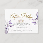 Na Party Elegant Paarse Bladzijde Informatiekaartje (Voorkant)