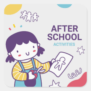 Na school activiteiten labels, terug naar school vierkante sticker