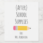 Na schooltijd levert leerkracht cadeau wijn etiket (Enkel label)