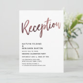 Na Trouwfeest Rose Goud Typografie Ontvangst Kaart (Staand voorkant)