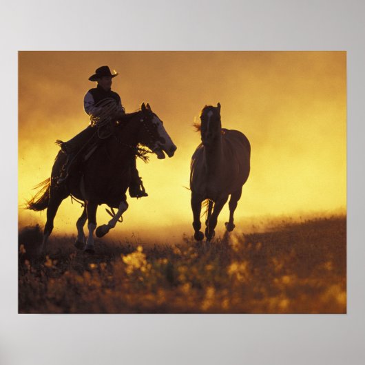 NA, USA, Oregon, Seneca, Ponderosa Ranch, Cowboy 3 Poster (Voorkant)