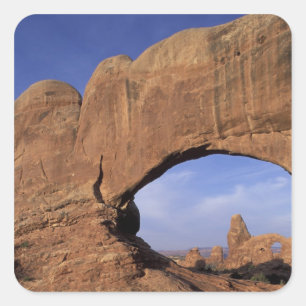 NA, Utah, Arches National Park. Dubbele Boog Vierkante Sticker
