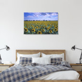 NA, Verenigde Staten, Kansas, Zonnebloementeelt Canvas Afdruk (Insitu (Slaapkamer))
