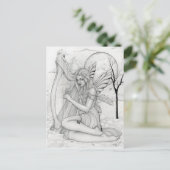 Na verloop van tijd - fee met harp briefkaart (Staand voorkant)