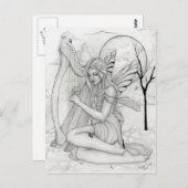 Na verloop van tijd - fee met harp briefkaart (Voorkant / Achterkant)