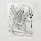 Na verloop van tijd - fee met harp briefkaart (Voorkant)