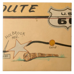NA, VS, Arizona, Holbrook Route 66 muurschildering Tegeltje