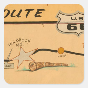 NA, VS, Arizona, Holbrook Route 66 road mural Vierkante Sticker