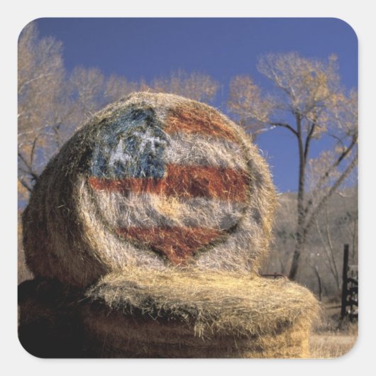 NA, VS, Colorado, Gunnison. Patriottische hooirol Vierkante Sticker (Voorkant)