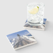 NA, VS, Maine, Port Clyde. Marshpunt 2 Stenen Onderzetter (Zijkant)