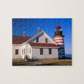NA, VS, Maine.  vuurtoren van West Quoddy nabij Legpuzzel (Horizontaal)