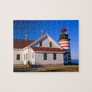 NA, VS, Maine. West Quoddy vuurtoren bij Legpuzzel