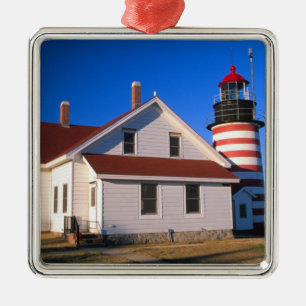 NA, VS, Maine. West Quoddy vuurtoren bij Metalen Ornament
