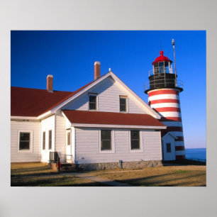 NA, VS, Maine. West Quoddy vuurtoren bij Poster