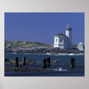 NA, VS, Oregon, Bandon, Coquille-vuurtoren Poster