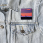 NA, VS, Oregon, The Three Sisters Mountains Vierkante Button 5,1 Cm (In situ)