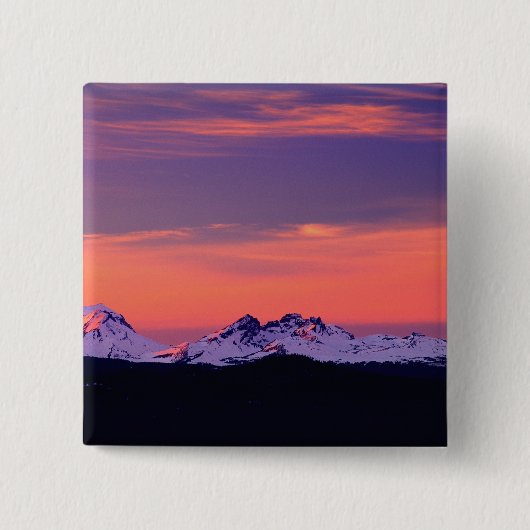 NA, VS, Oregon, The Three Sisters Mountains Vierkante Button 5,1 Cm (Voorkant)