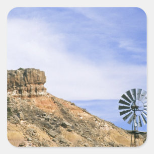 NA, VS, Texas windmolen en kliffen van Palo Duro Vierkante Sticker