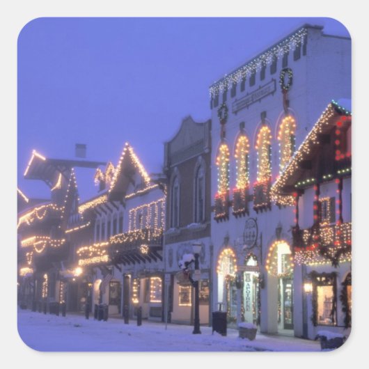 NA, VS, Washington, Leavenworth. Main Street Vierkante Sticker (Voorkant)